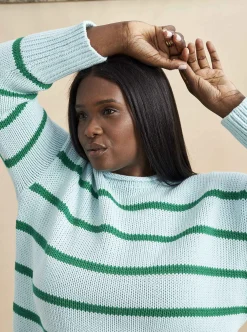 La Ligne Marina Sweater Pale-Blue/Kelly-Green Shop
