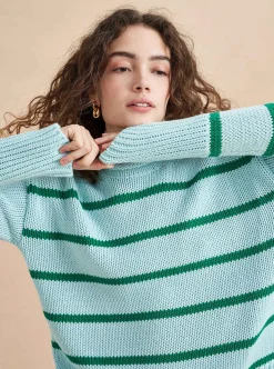 La Ligne Marina Sweater Pale-Blue/Kelly-Green Shop