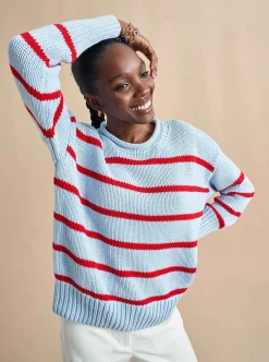 La Ligne Marina Sweater Periwinkle/Poppy Hot