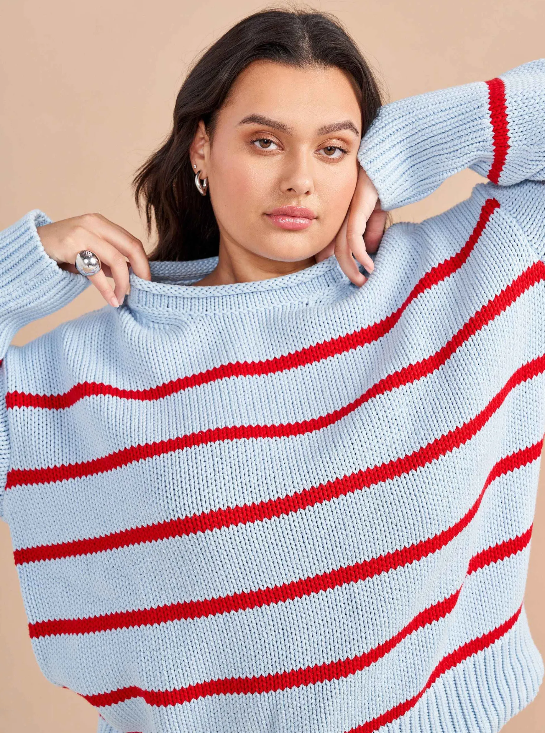 La Ligne Marina Sweater Periwinkle/Poppy Hot