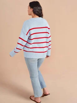 La Ligne Marina Sweater Periwinkle/Poppy Hot
