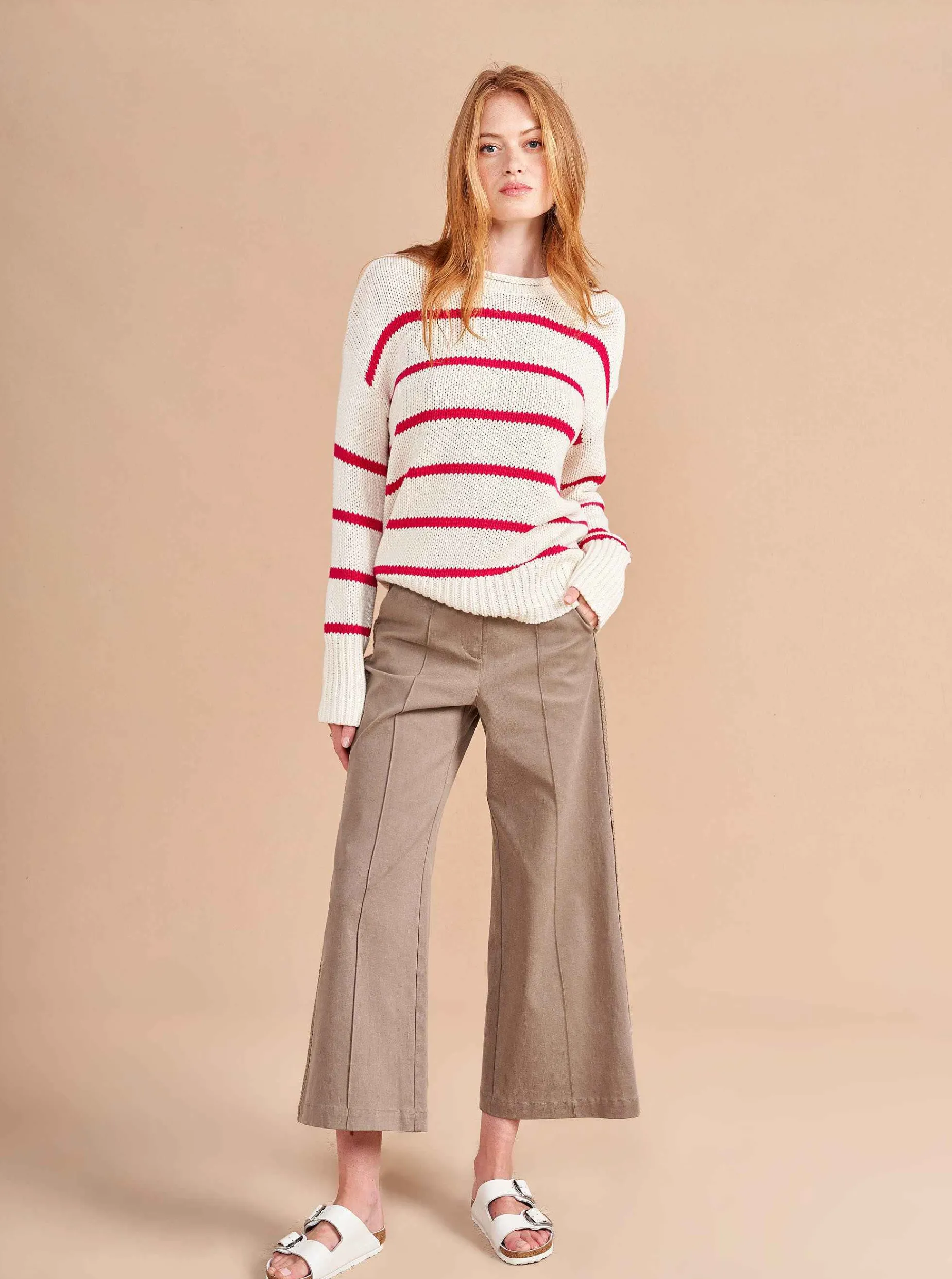 La Ligne Marina Sweater Cream/Raspberry Cheap