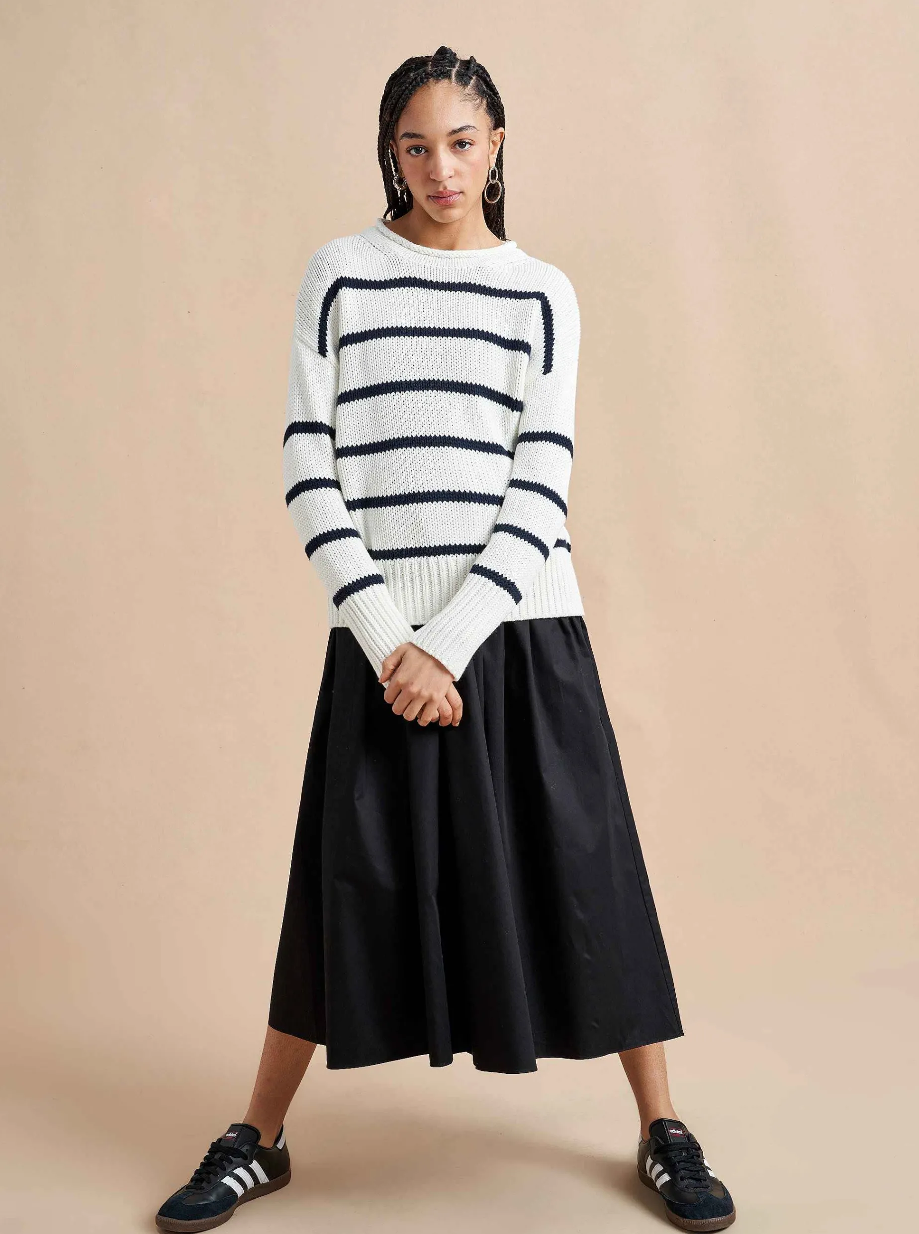 La Ligne Marina Sweater White/Navy Shop