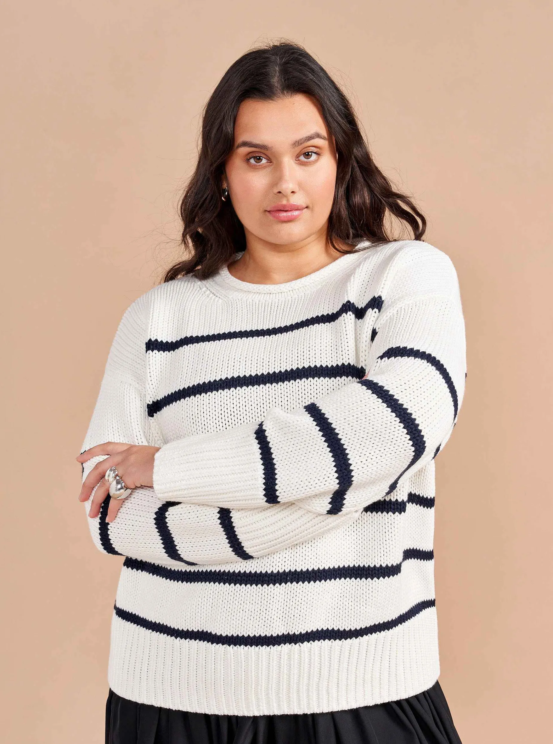 La Ligne Marina Sweater White/Navy Shop