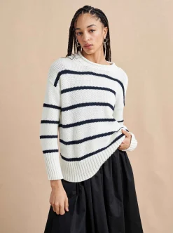 La Ligne Marina Sweater White/Navy Shop