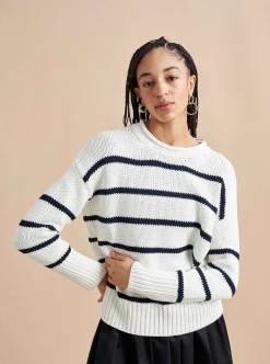 La Ligne Marina Sweater White/Navy Shop