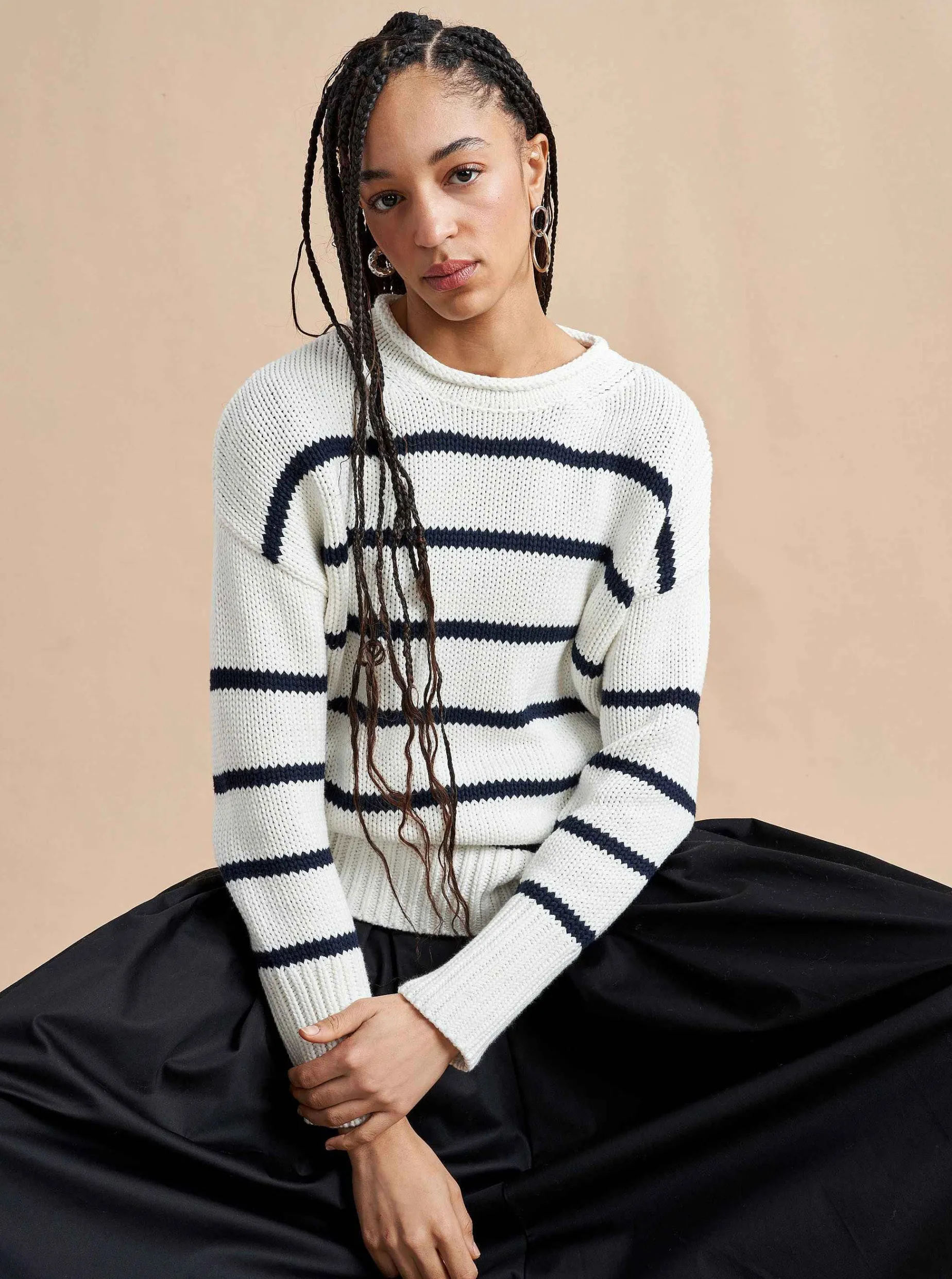 La Ligne Marina Sweater White/Navy Shop