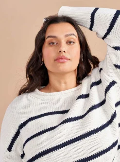 La Ligne Marina Sweater White/Navy Shop