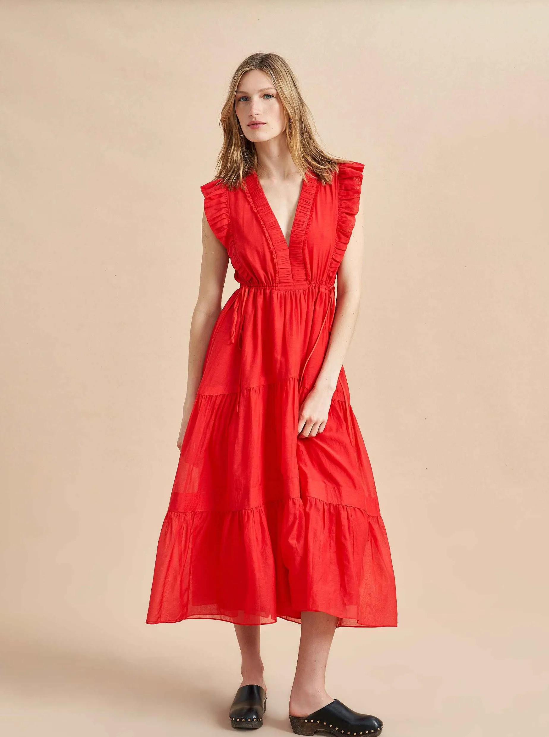 La Ligne Marta Dress Deep Coral Discount