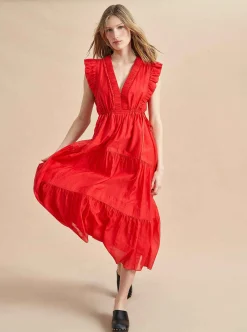 La Ligne Marta Dress Deep Coral Discount