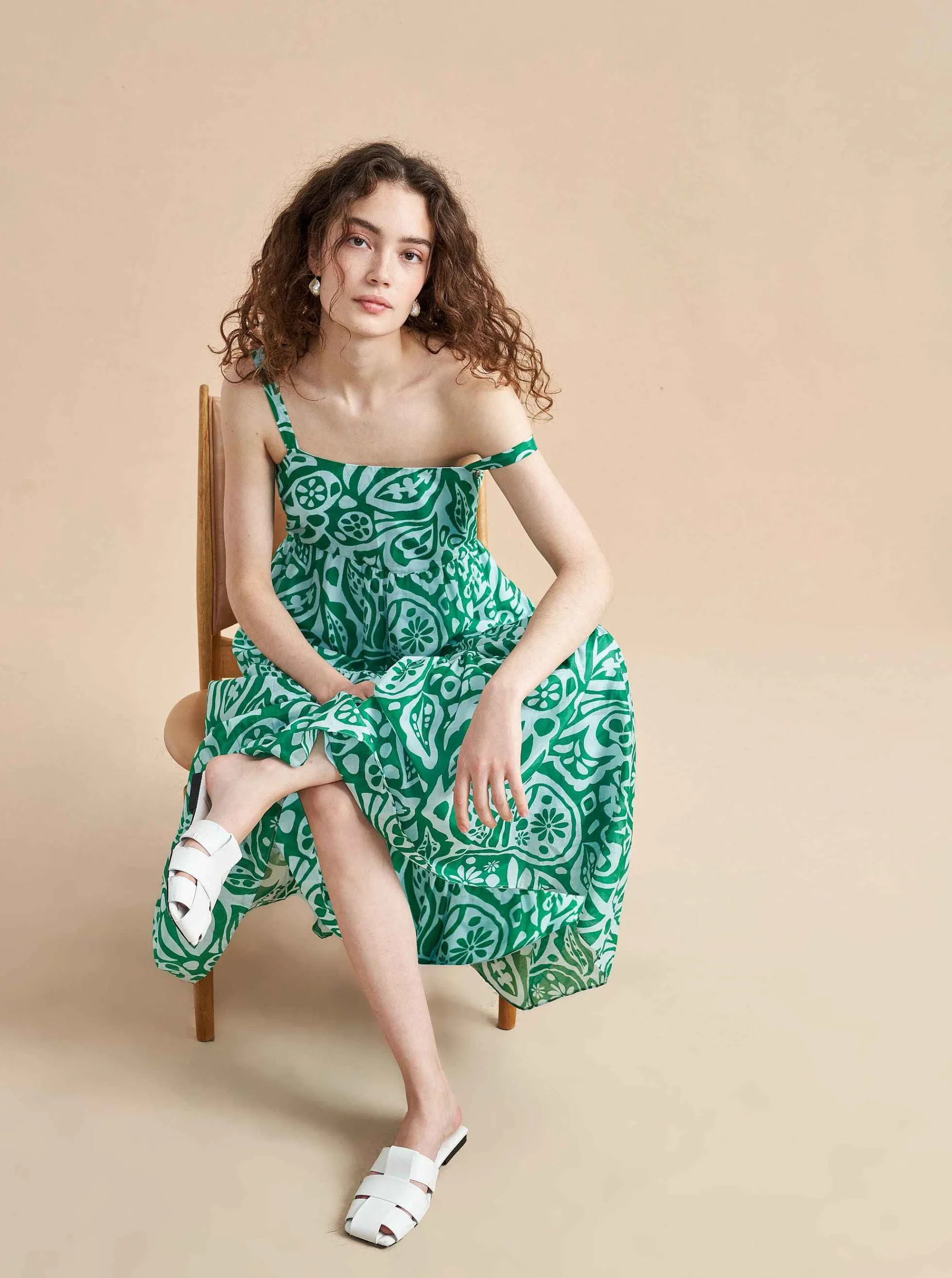 La Ligne Melisa Dress Pale-Blue/Kelly-Green Shop