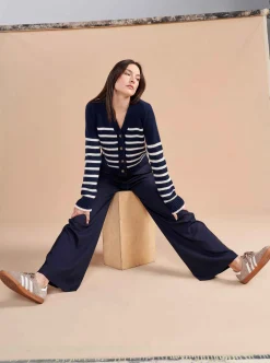 La Ligne Mini Marin Cardigan Navy/Cream Best Sale