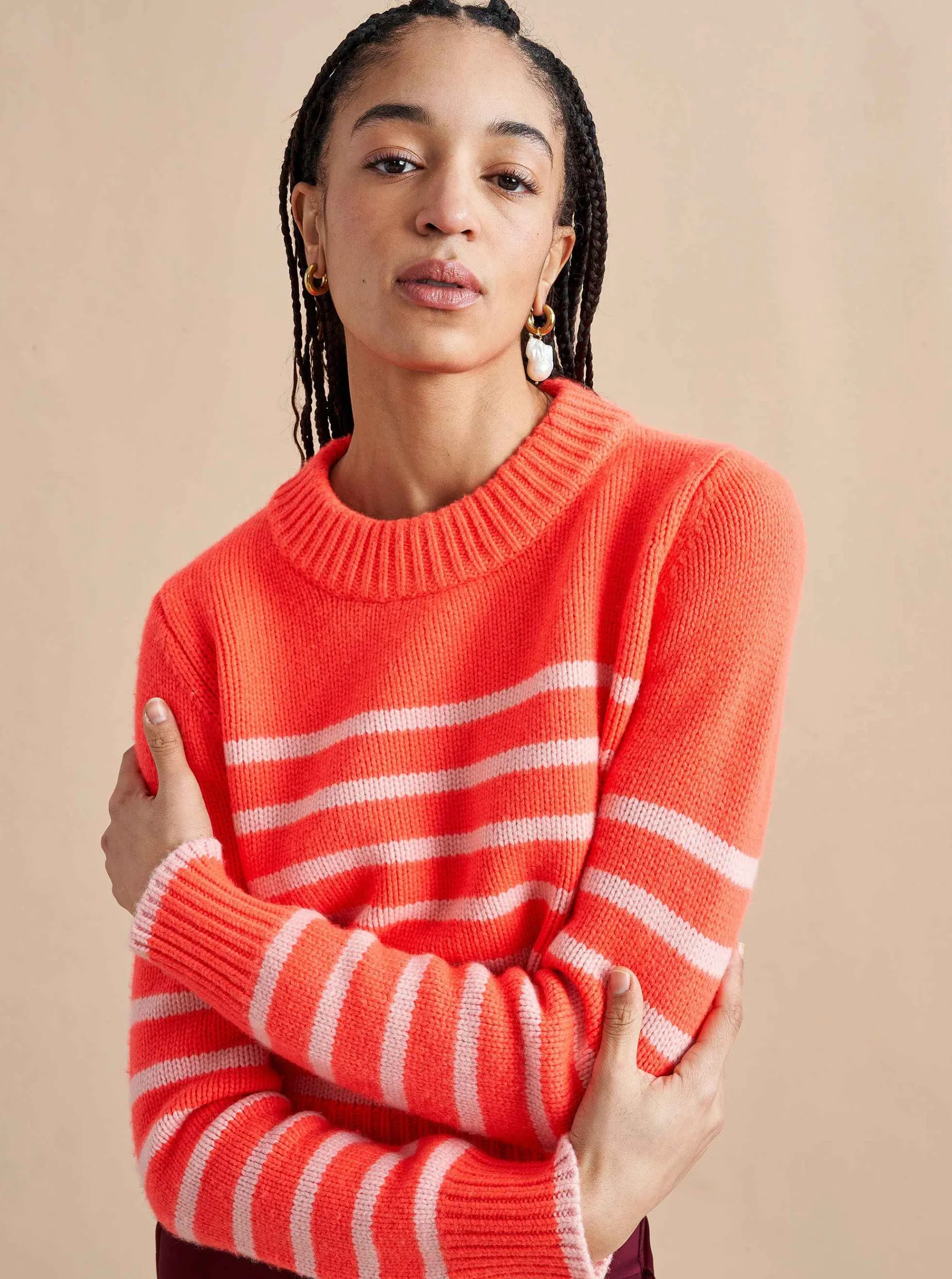 La Ligne Mini Marin Sweater Hot Coral/Pale Pink Clearance