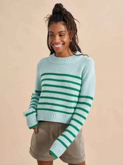 La Ligne Mini Marin Sweater Pale-Blue/Kelly-Green Sale