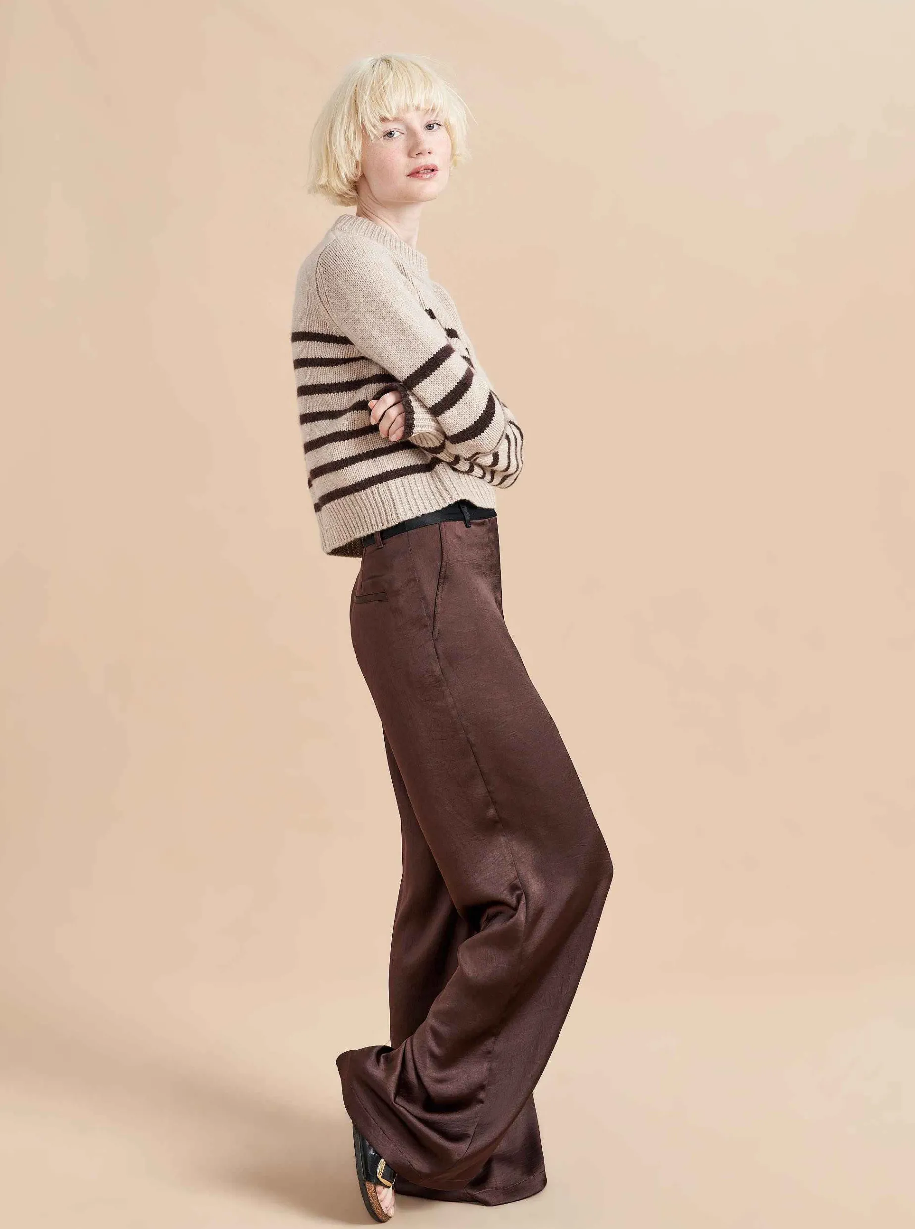 La Ligne Mini Marin Sweater Tan/Chocolate Cheap