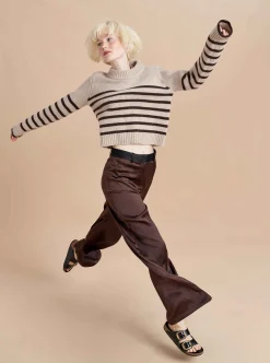 La Ligne Mini Marin Sweater Tan/Chocolate Cheap