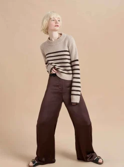 La Ligne Mini Marin Sweater Tan/Chocolate Cheap