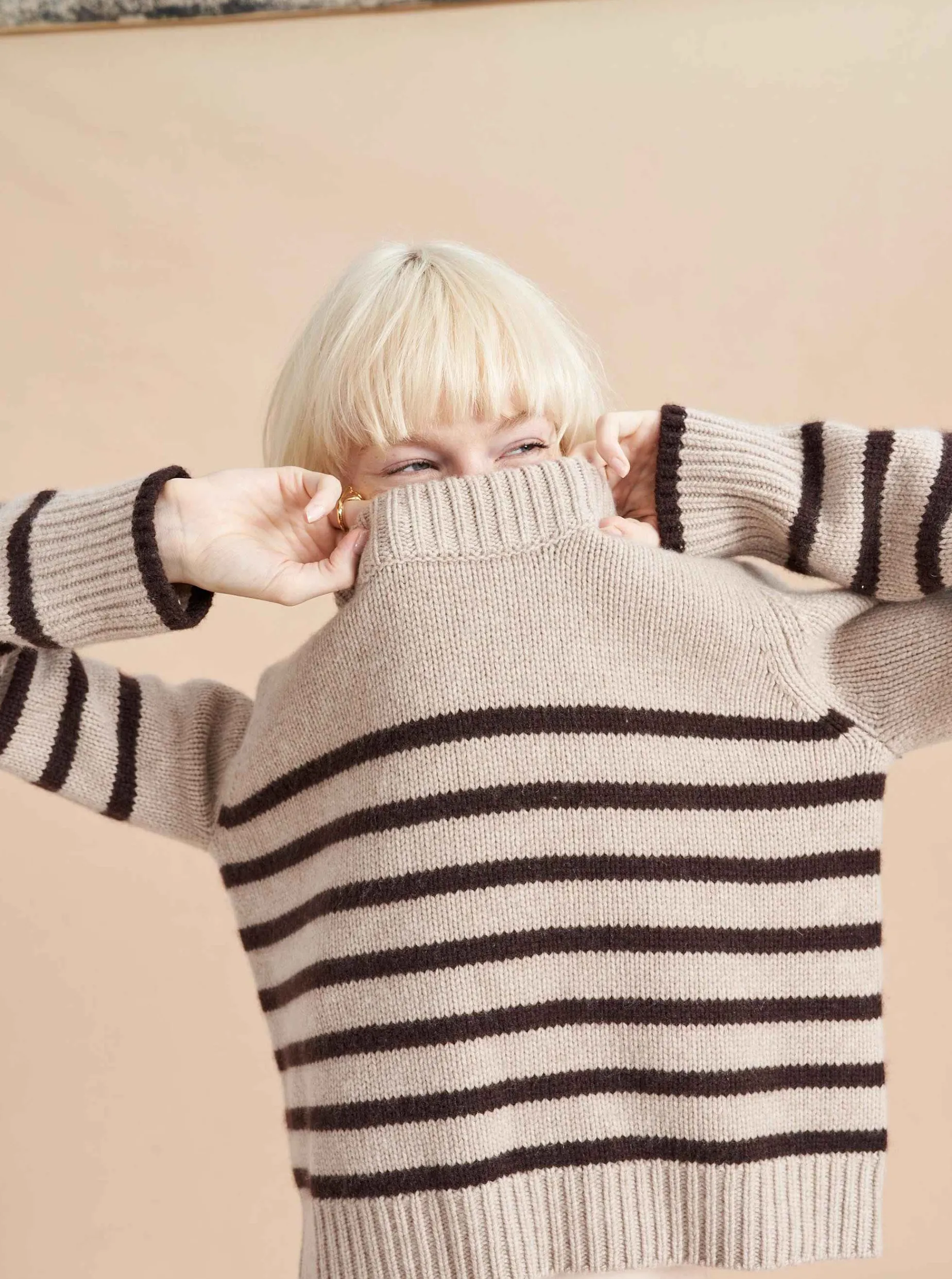 La Ligne Mini Marin Sweater Tan/Chocolate Cheap
