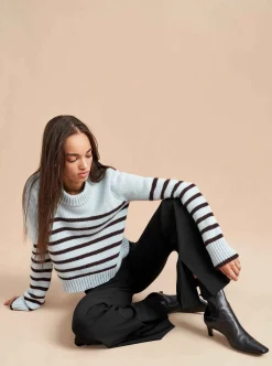 La Ligne Mini Marin Sweater Pale-Blue/Chocolate Hot