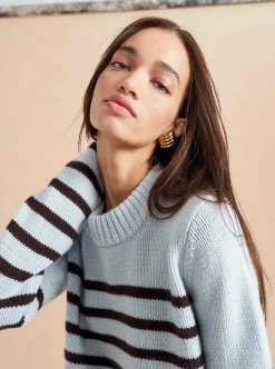 La Ligne Mini Marin Sweater Pale-Blue/Chocolate Hot