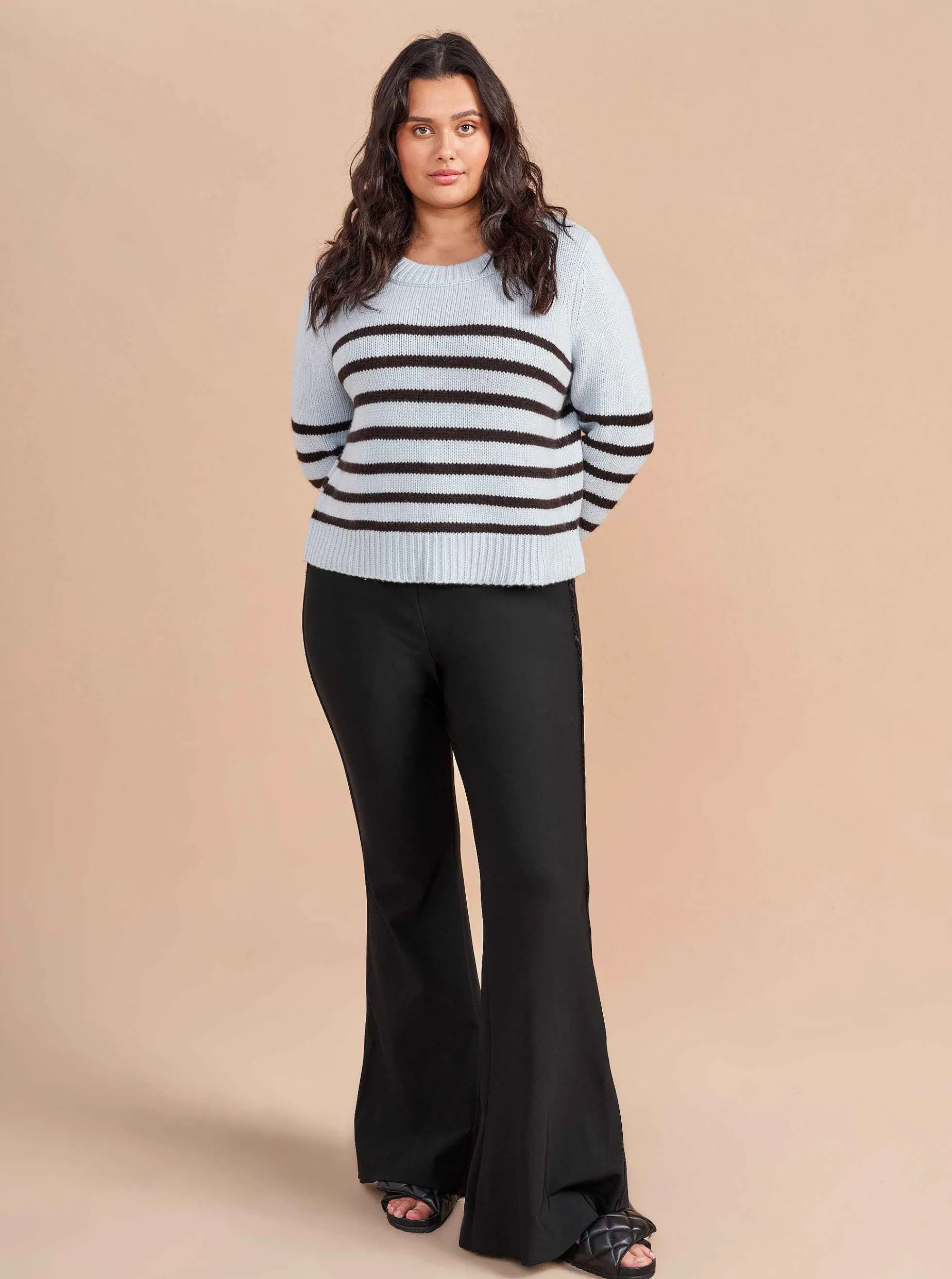 La Ligne Mini Marin Sweater Pale-Blue/Chocolate Hot