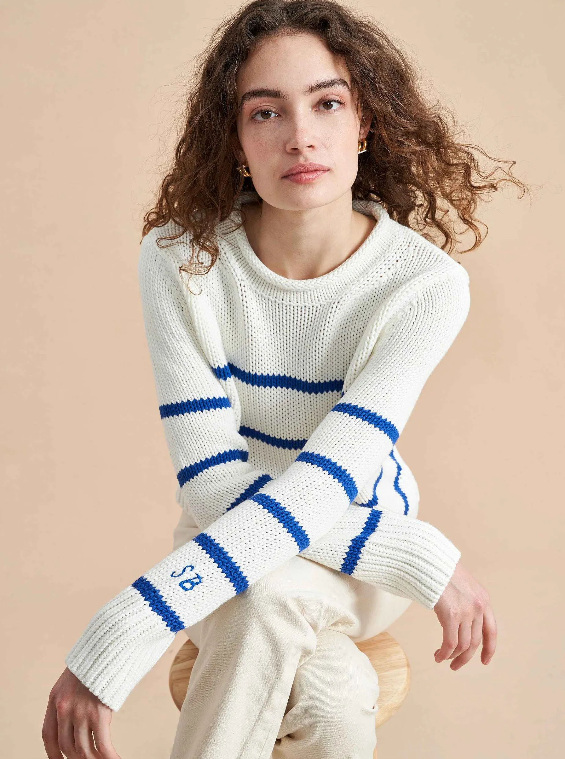 La Ligne Mini Marina Sweater Cream/Cobalt Fashion