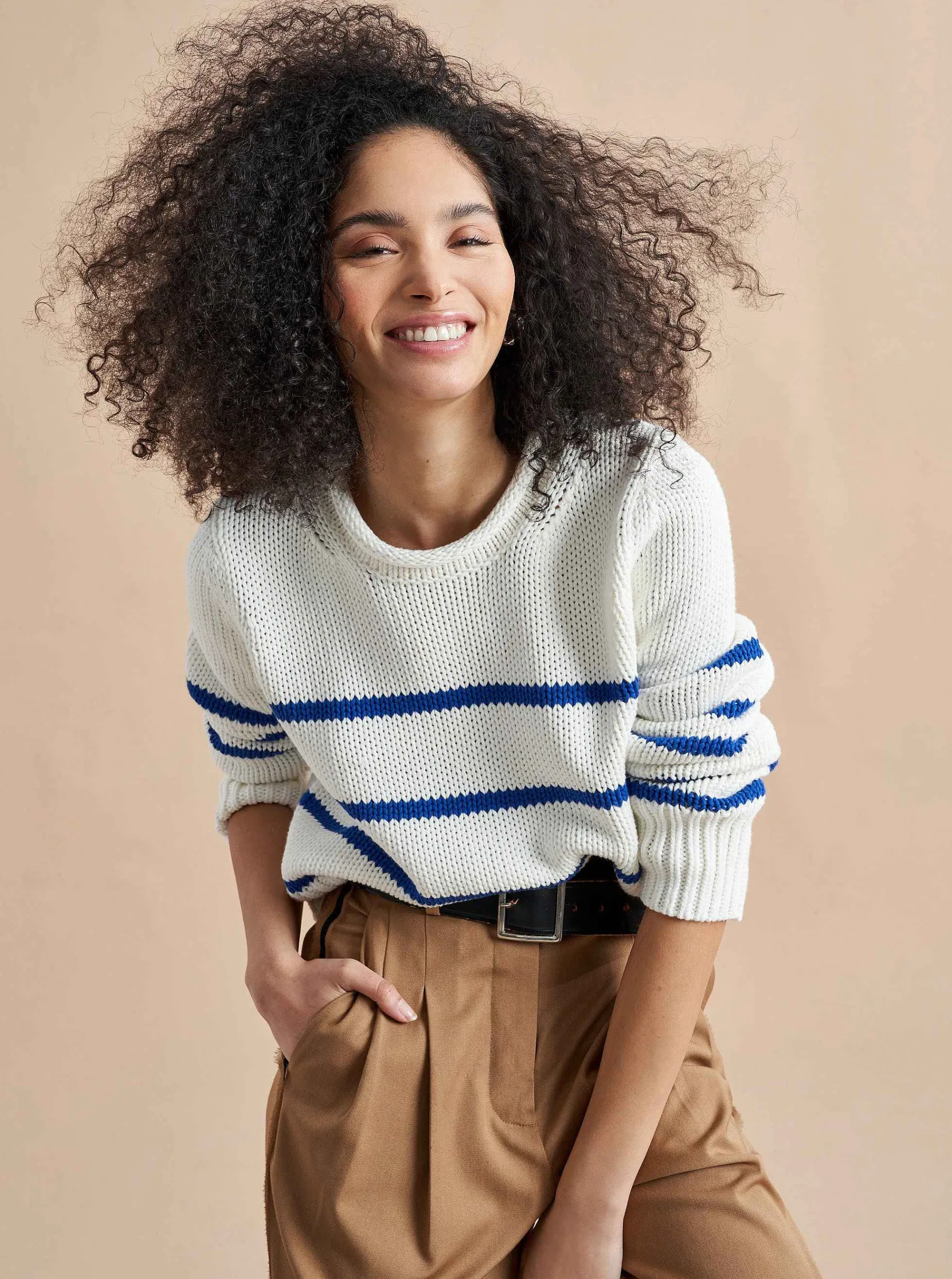 La Ligne Mini Marina Sweater Cream/Cobalt Fashion