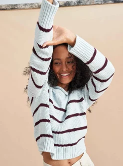 La Ligne Mini Marina Sweater Pale-Blue/Dark-Plum New
