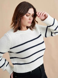 La Ligne Mini Marina Sweater Ivory/Navy Cheap