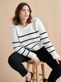 La Ligne Mini Marina Sweater Ivory/Navy Cheap