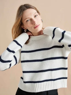 La Ligne Mini Marina Sweater Ivory/Navy Cheap