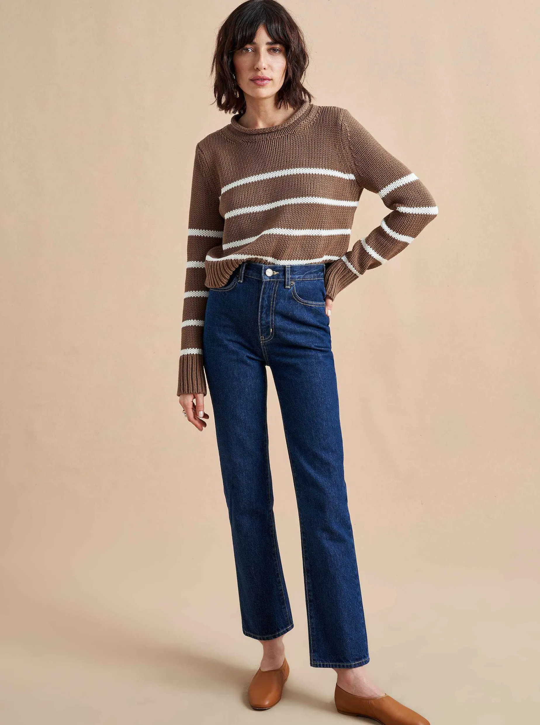 La Ligne Mini Marina Sweater Tan/Cream Cheap