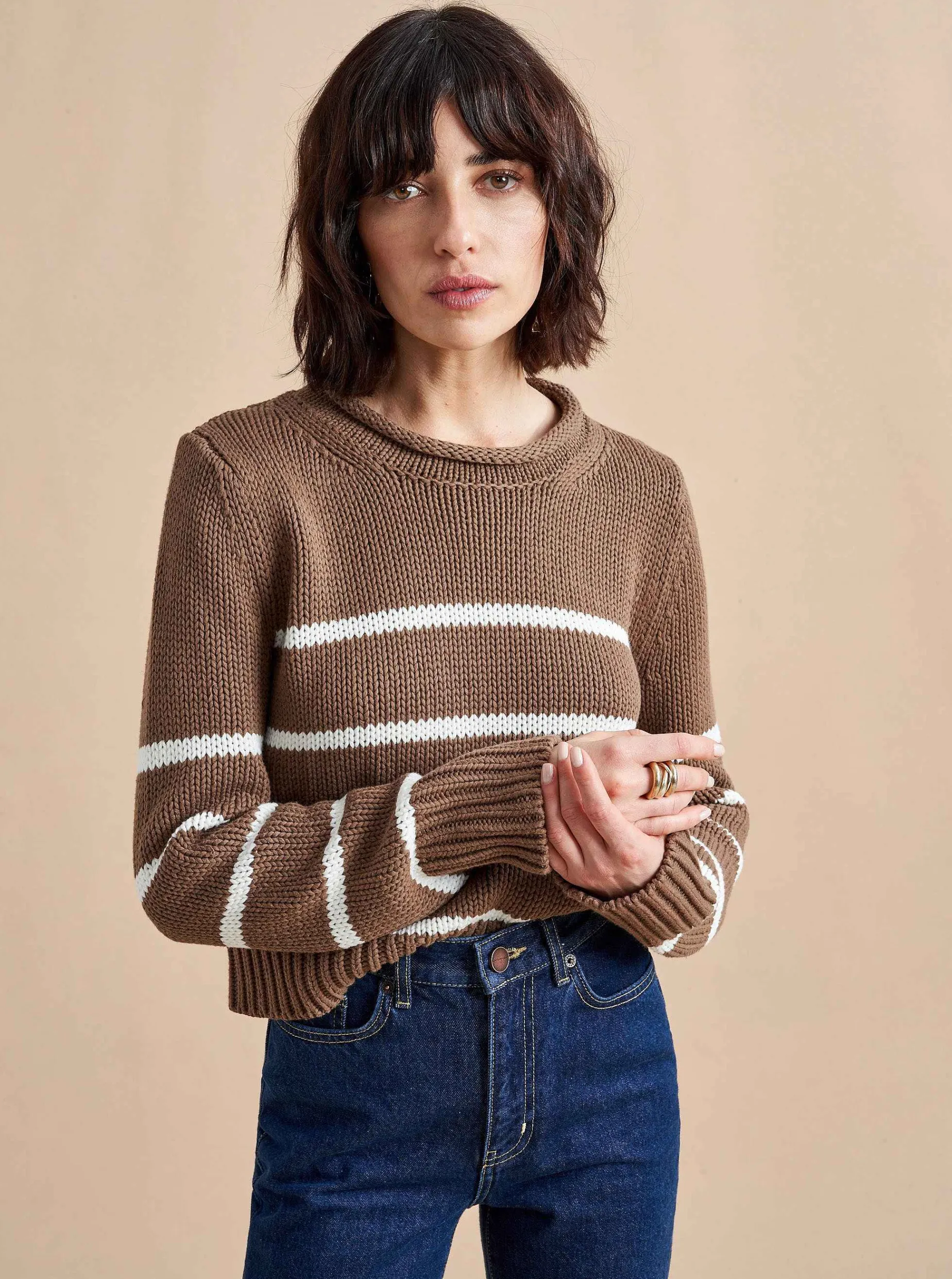 La Ligne Mini Marina Sweater Tan/Cream Cheap
