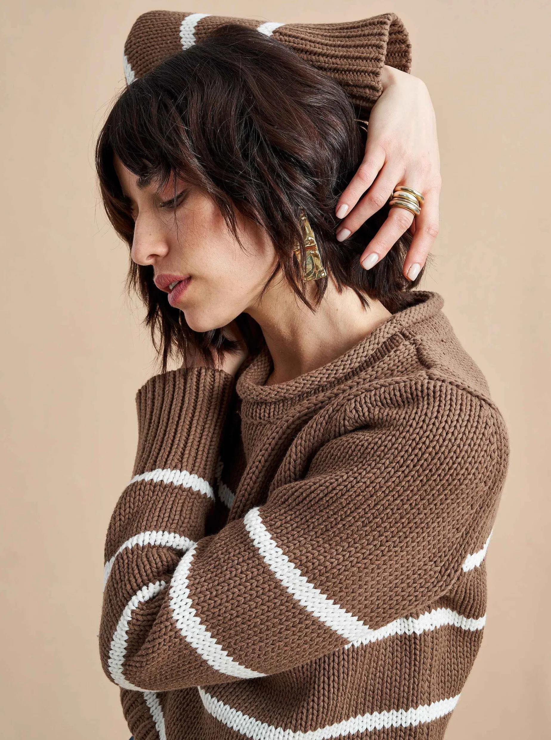 La Ligne Mini Marina Sweater Tan/Cream Cheap