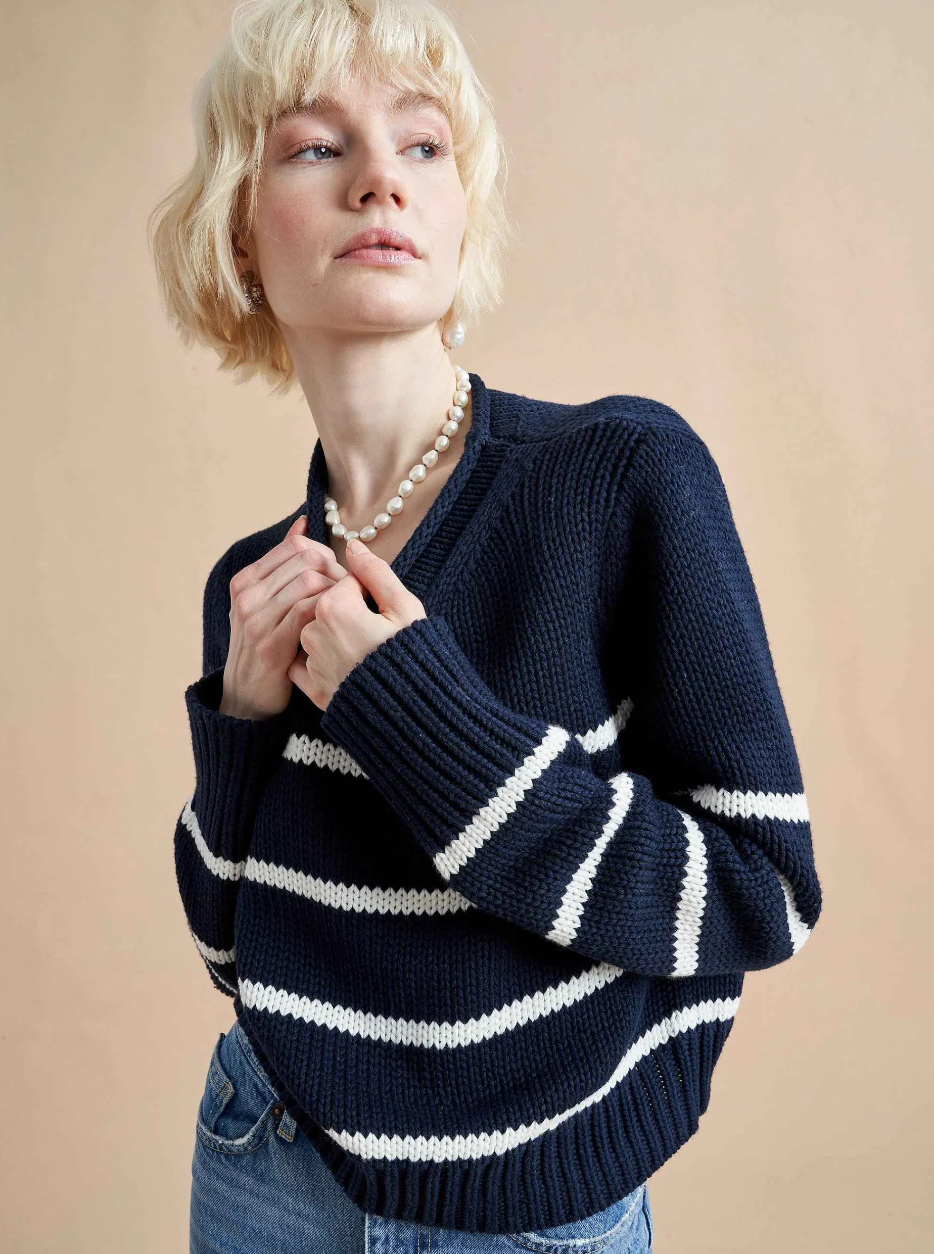 La Ligne Mini Marina Sweater Navy/Ivory Outlet
