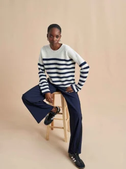 La Ligne Mini Striped Toujours Sweater Cream/Navy Cheap