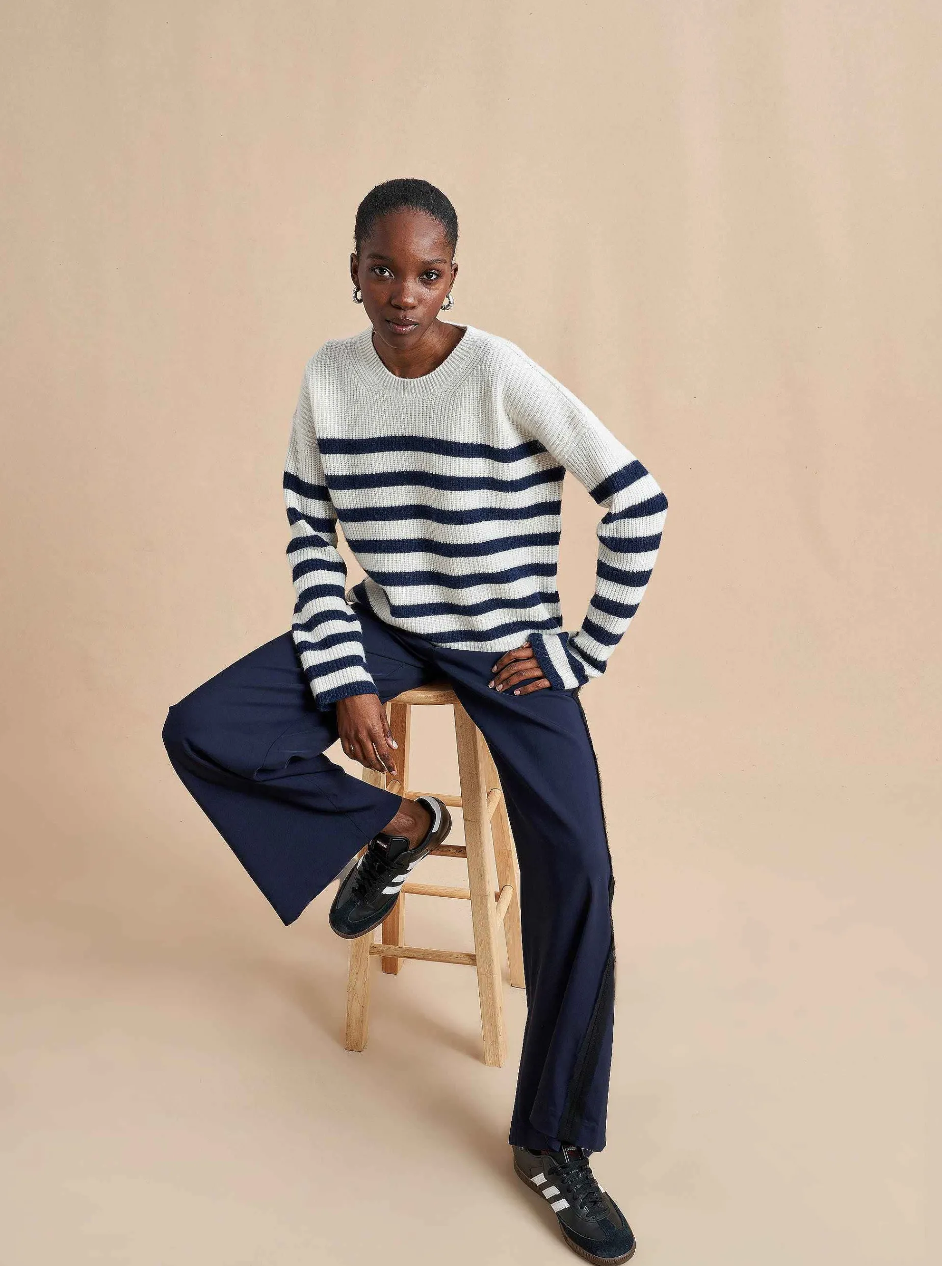 La Ligne Mini Striped Toujours Sweater Cream/Navy Cheap