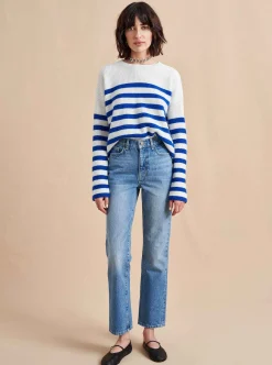 La Ligne Mini Striped Toujours Sweater Cream/Cobalt Outlet
