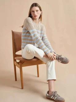 La Ligne Mini Striped Toujours Sweater Tan/Periwinkle Flash Sale