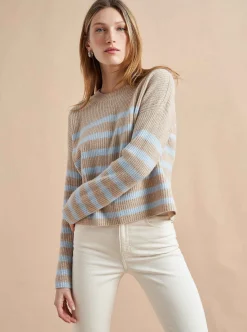 La Ligne Mini Striped Toujours Sweater Tan/Periwinkle Flash Sale