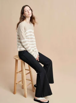 La Ligne Mini Striped Toujours Sweater Camel/Cream Online