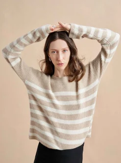 La Ligne Mini Striped Toujours Sweater Camel/Cream Online
