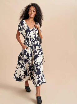 La Ligne Natalie Dress Navy/Cream Outlet