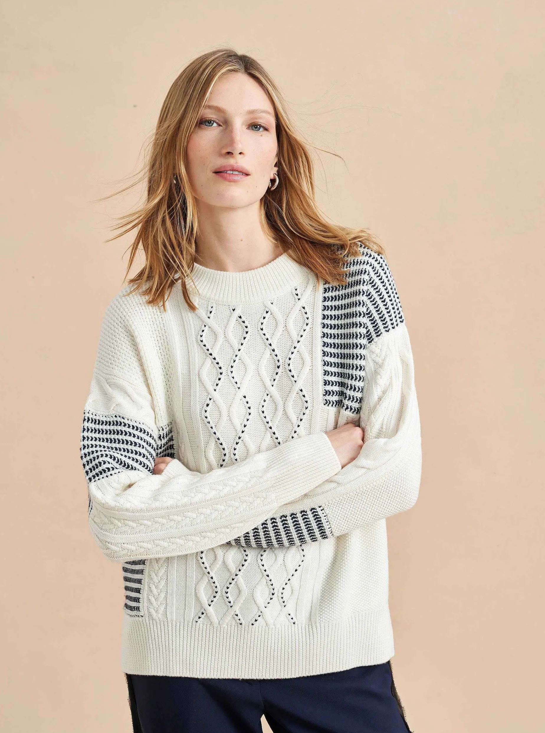 La Ligne Patchwork Cable Sweater Cheap