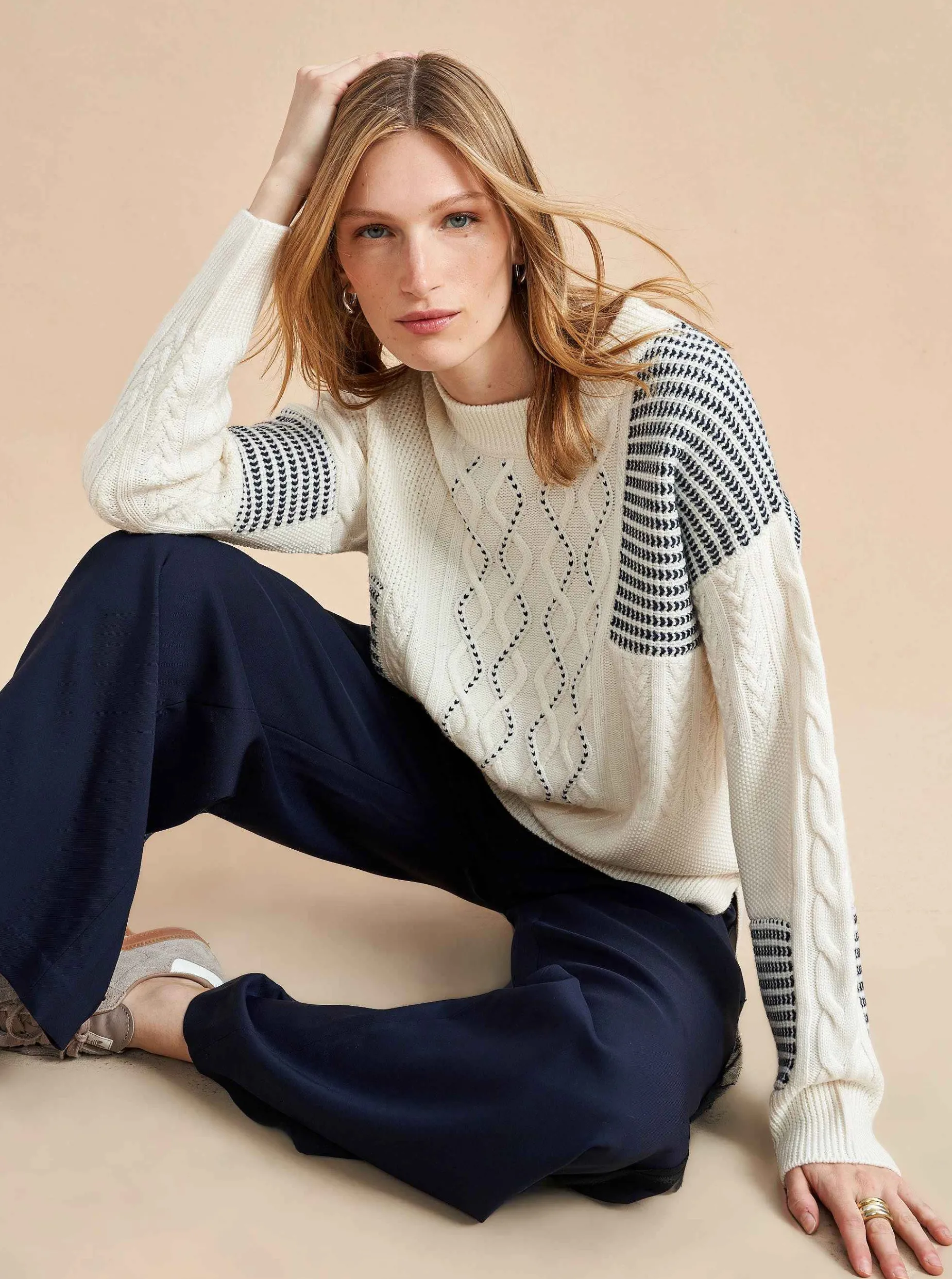 La Ligne Patchwork Cable Sweater Cheap