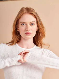 La Ligne Pointelle Long Sleeve Tee Ivory Best Sale
