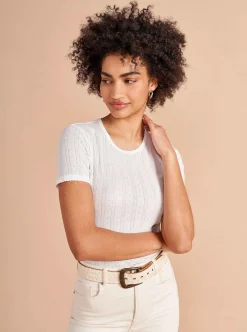 La Ligne Pointelle Tee Ivory Hot