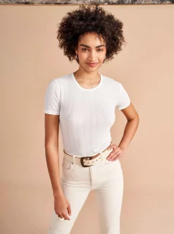 La Ligne Pointelle Tee Ivory Hot