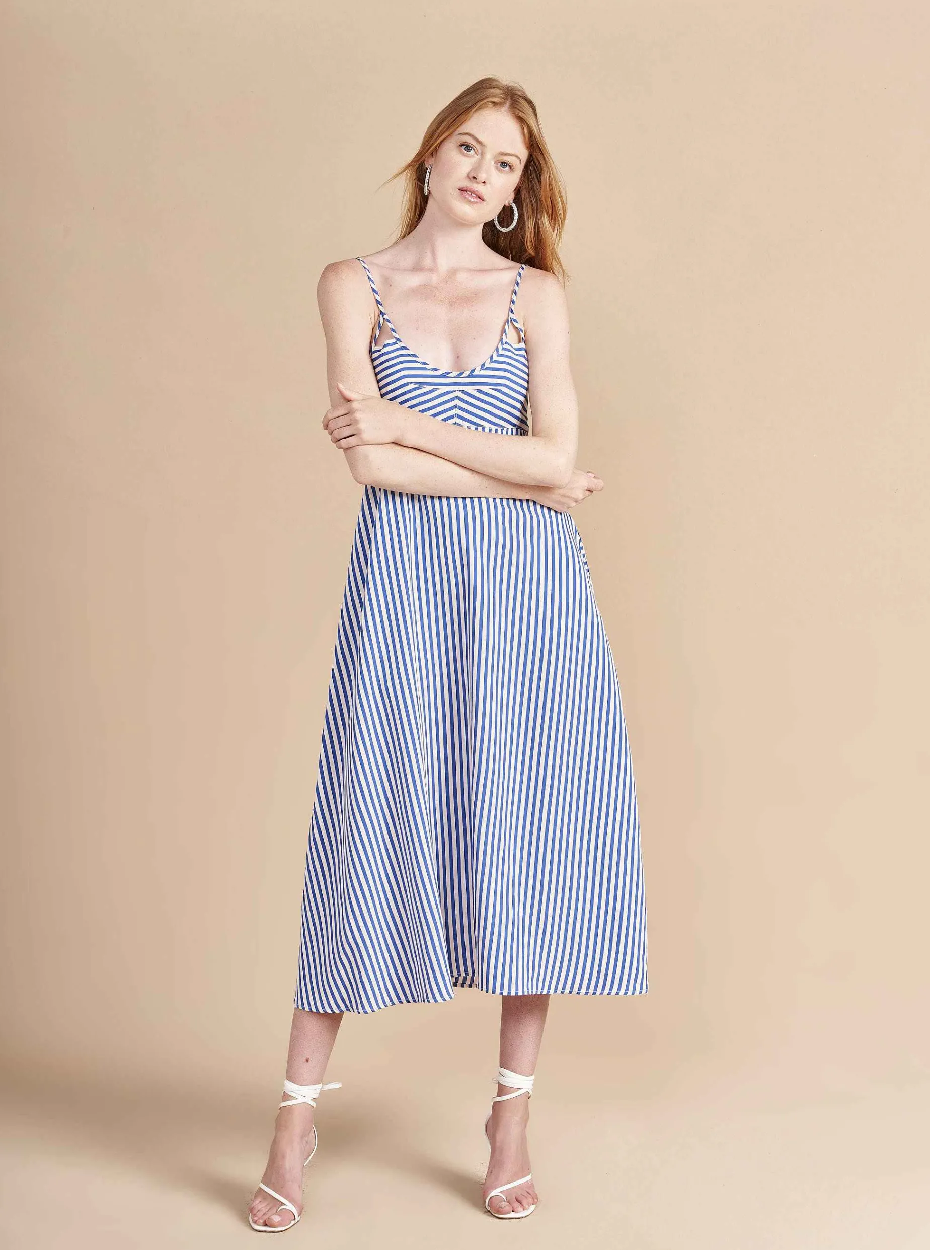 La Ligne Portia Dress White/Cobalt Best Sale