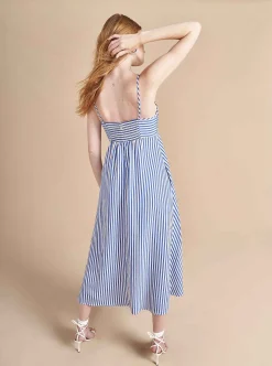 La Ligne Portia Dress White/Cobalt Best Sale